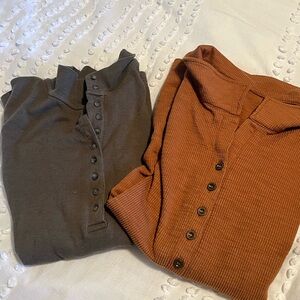 Brown & Green button shirts with collar